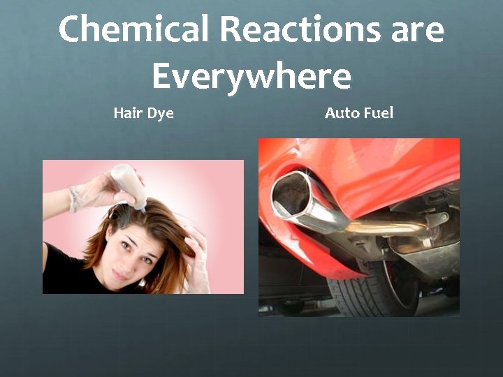 Chemical Reactions are Everywhere Hair Dye Auto Fuel 