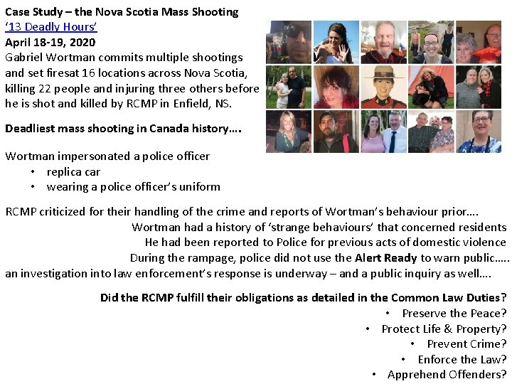Case Study – the Nova Scotia Mass Shooting ‘ 13 Deadly Hours’ April 18