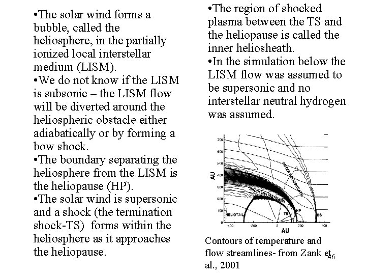  • The solar wind forms a bubble, called the heliosphere, in the partially