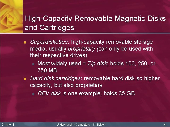 High-Capacity Removable Magnetic Disks and Cartridges n n Chapter 3 Superdiskettes: high-capacity removable storage