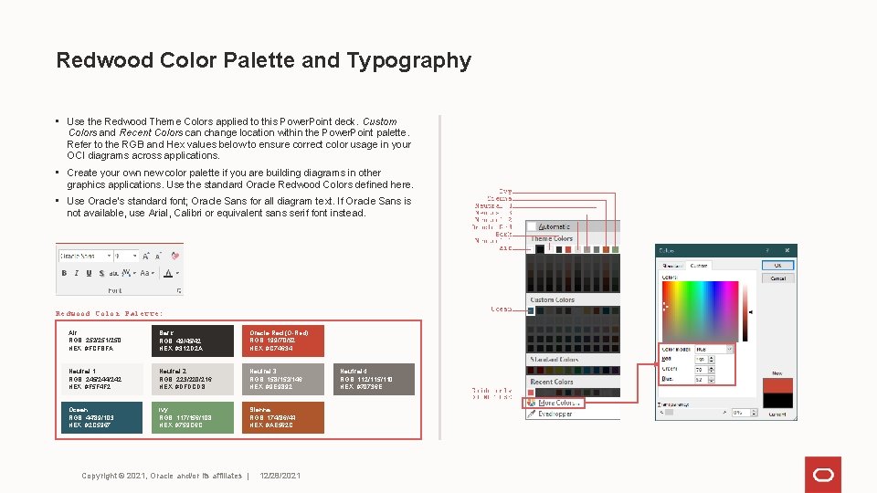 Redwood Color Palette and Typography • Use the Redwood Theme Colors applied to this