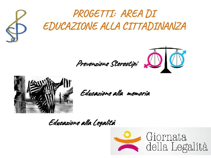 PROGETTI: AREA DI EDUCAZIONE ALLA CITTADINANZA Prevenzione Stereotipi Educazione alla memoria Educazione alla Legalità