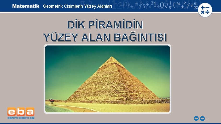 Geometrik Cisimlerin Yüzey Alanları DİK PİRAMİDİN YÜZEY ALAN BAĞINTISI 1 