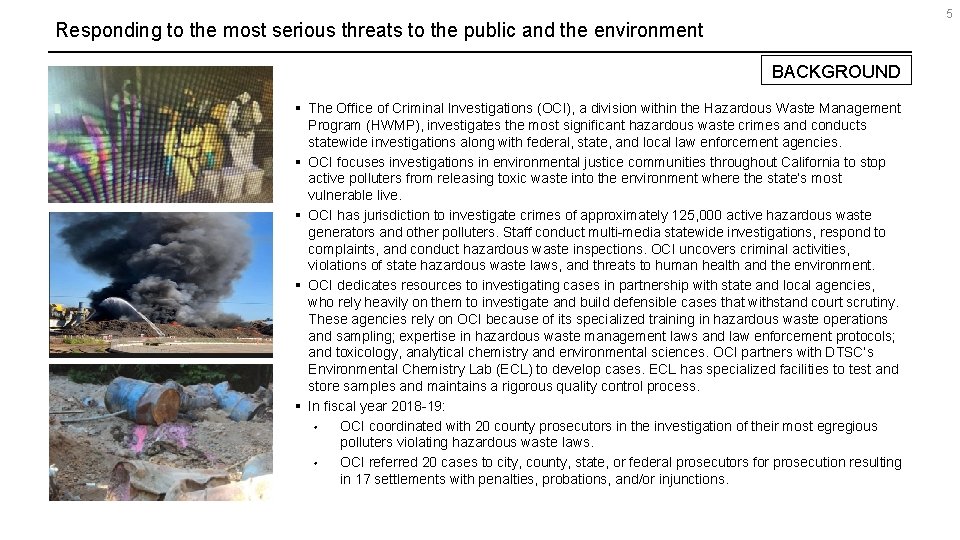 Responding to the most serious threats to the public and the environment (Page 1