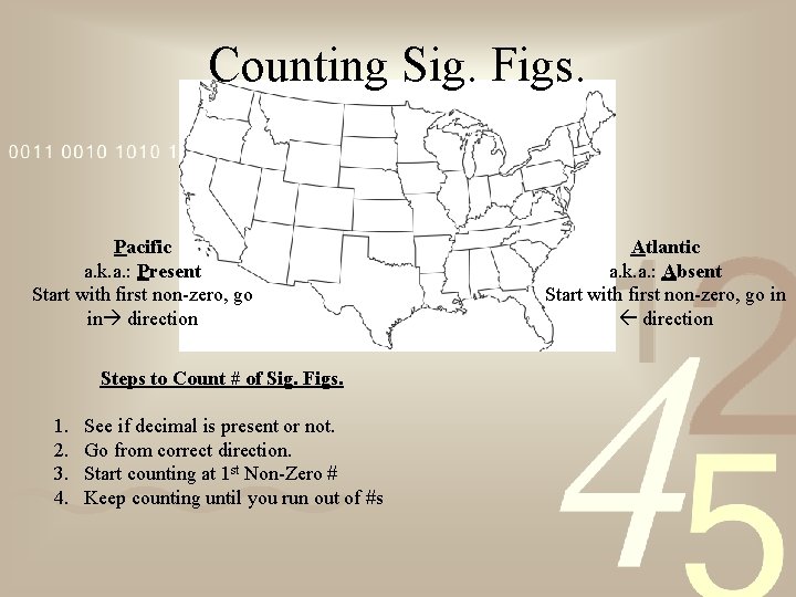 Counting Sig. Figs. Pacific a. k. a. : Present Start with first non-zero, go