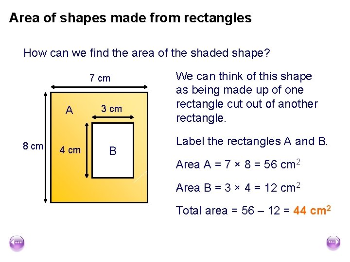Area of shapes made from rectangles How can we find the area of the