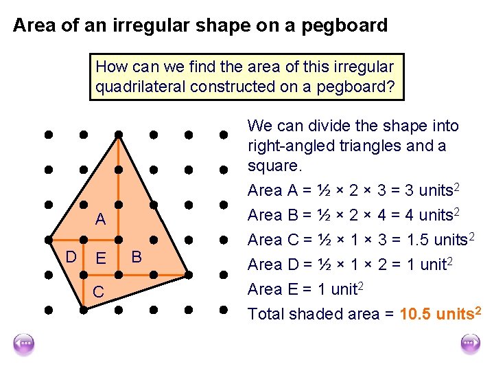 Area of an irregular shape on a pegboard How can we find the area