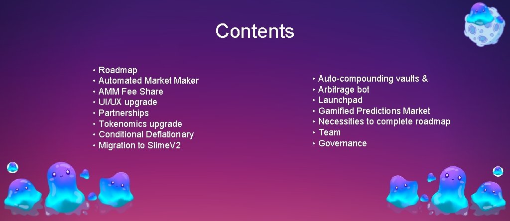 Contents • Roadmap • Automated Market Maker • AMM Fee Share • UI/UX upgrade