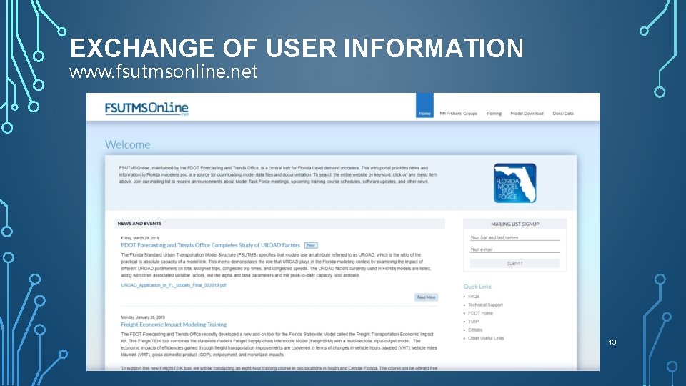 EXCHANGE OF USER INFORMATION www. fsutmsonline. net 13 