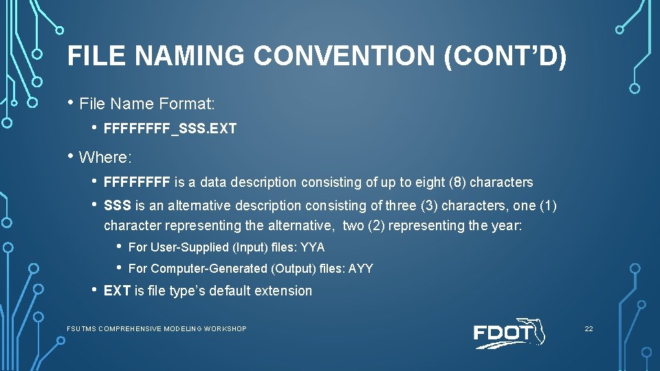 FILE NAMING CONVENTION (CONT’D) • File Name Format: • FFFF_SSS. EXT • Where: •