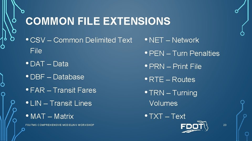 COMMON FILE EXTENSIONS • CSV – Common Delimited Text File • DAT – Data