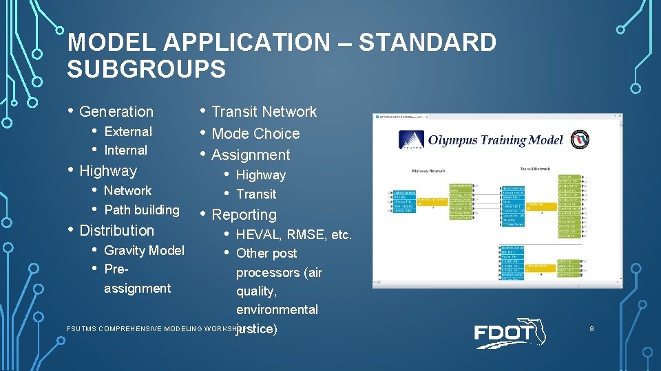 MODEL APPLICATION – STANDARD SUBGROUPS • Generation • • External Internal • Highway •