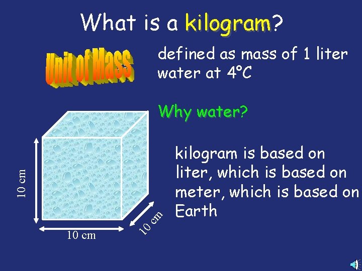 What is a kilogram? kilogram defined as mass of 1 liter water at 4°C