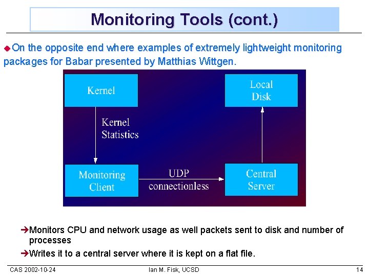 Monitoring Tools (cont. ) u. On the opposite end where examples of extremely lightweight