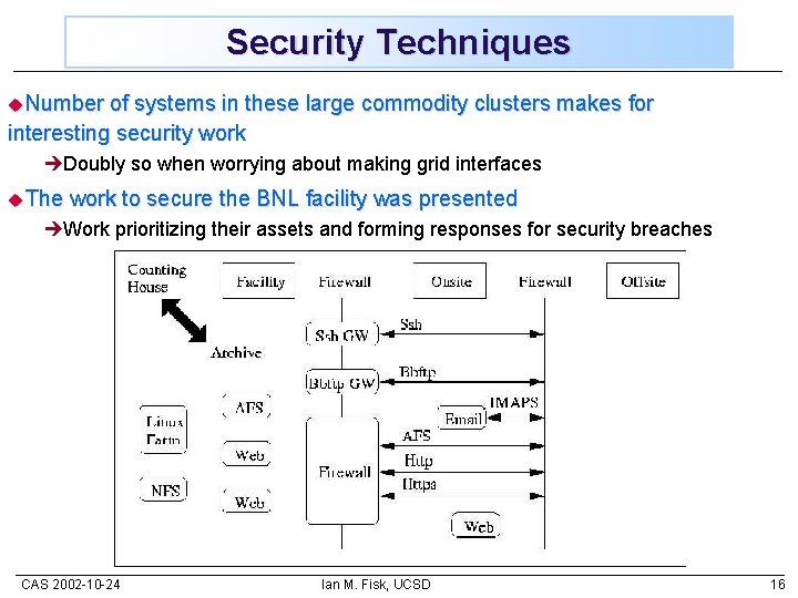 Security Techniques u. Number of systems in these large commodity clusters makes for interesting