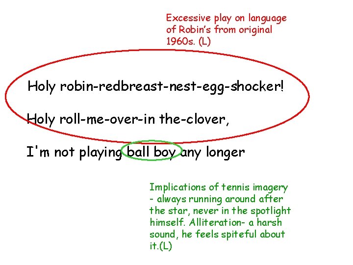 Excessive play on language of Robin’s from original 1960 s. (L) Holy robin-redbreast-nest-egg-shocker! Holy