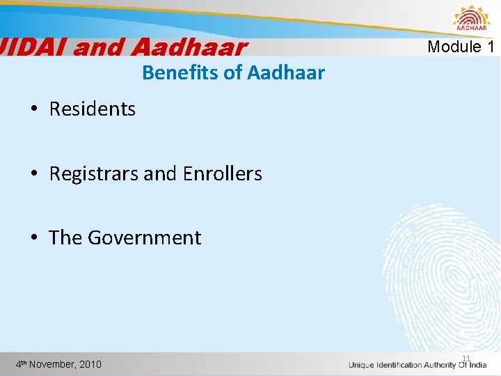 UIDAI and Aadhaar Module 1 Basic Knowledge of