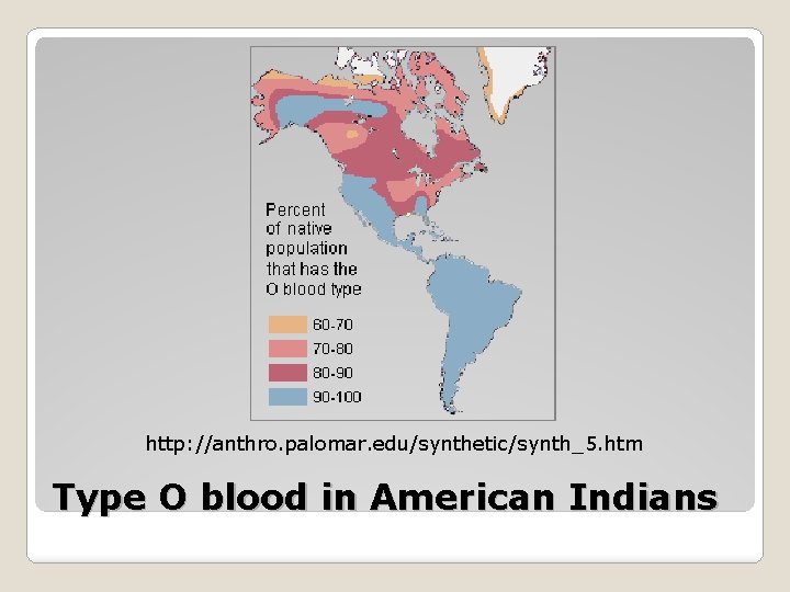 http: //anthro. palomar. edu/synthetic/synth_5. htm Type O blood in American Indians http: //anthro. palomar. edu/synthetic/synth_5. htm Type O blood in American Indians