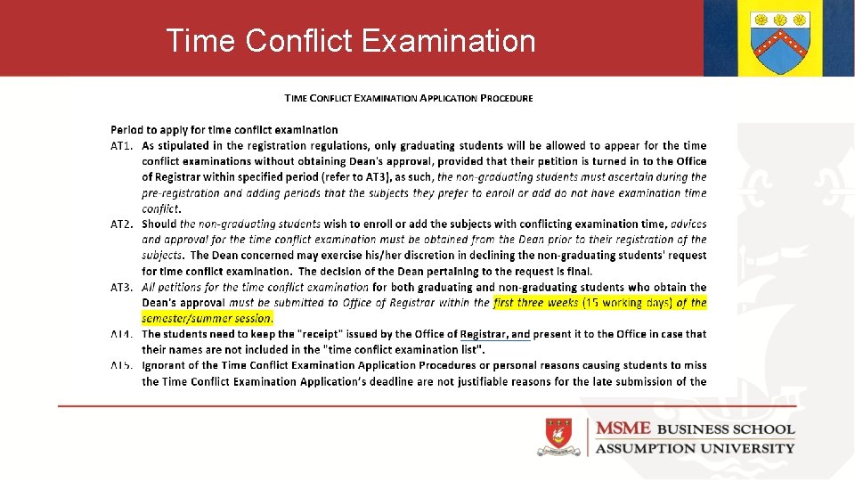 Time Conflict Examination 