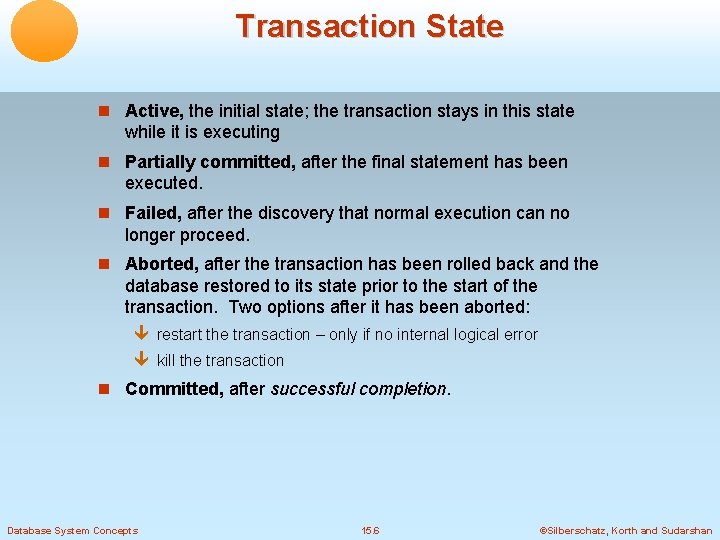 Transaction State Active, the initial state; the transaction stays in this state while it