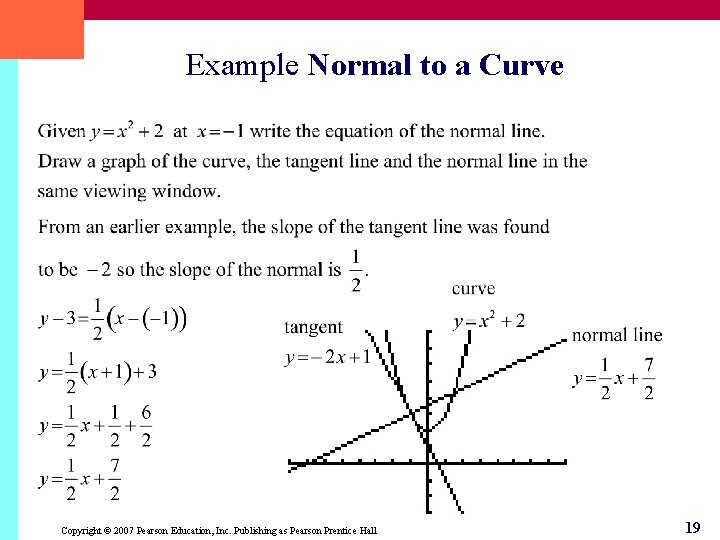 Example Normal to a Curve Copyright © 2007 Pearson Education, Inc. Publishing as Pearson