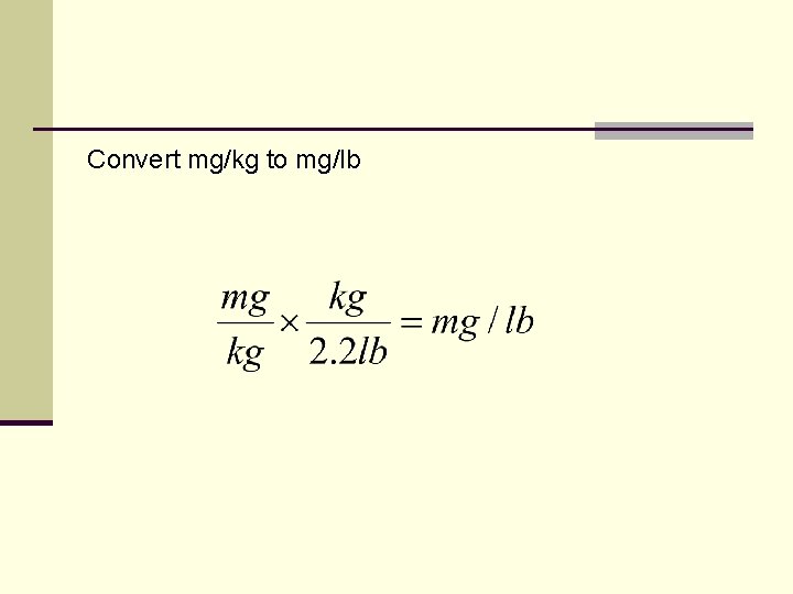 Convert mg/kg to mg/lb 