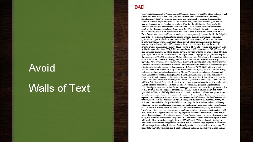 BAD Avoid Walls of Text 