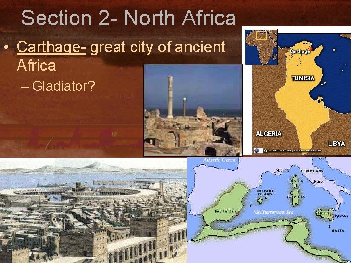 Section 2 - North Africa • Carthage- great city of ancient Africa – Gladiator?