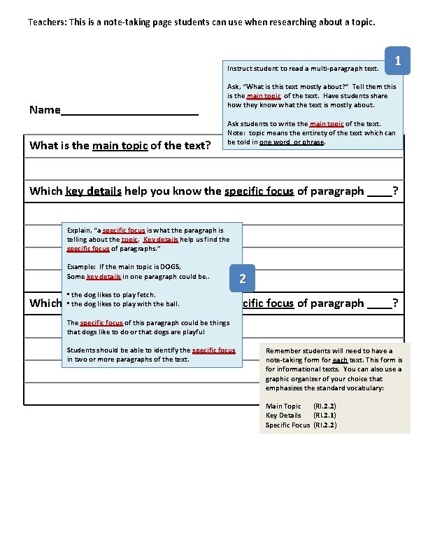 Teachers: This is a note‐taking page students can use when researching about a topic.