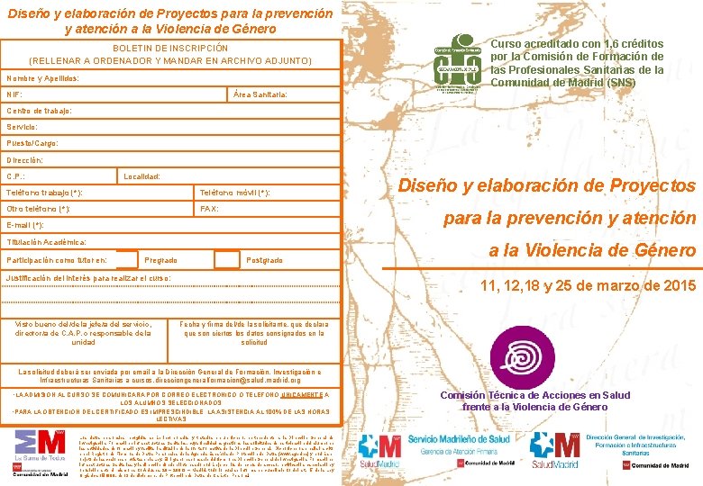 Diseño y elaboración de Proyectos para la prevención y atención a la Violencia de