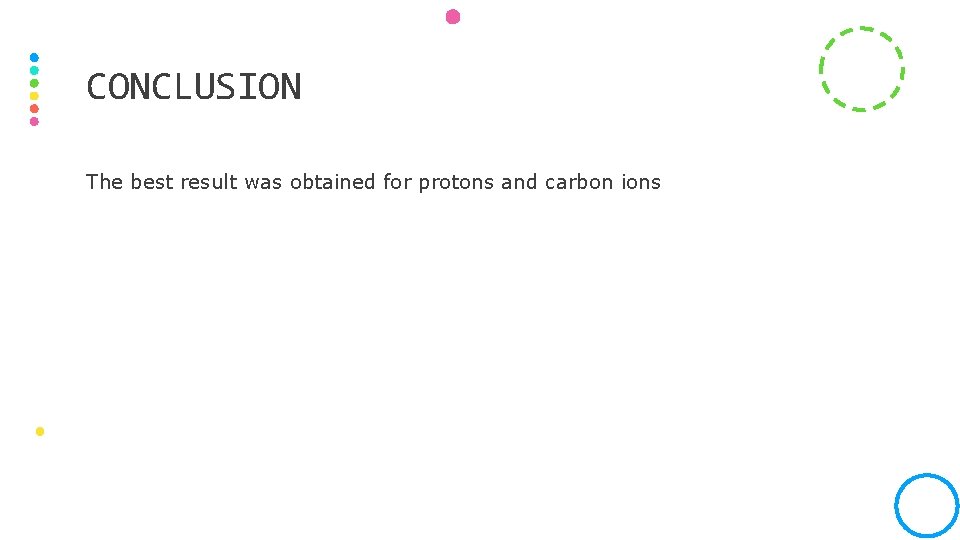 CONCLUSION The best result was obtained for protons and carbon ions 