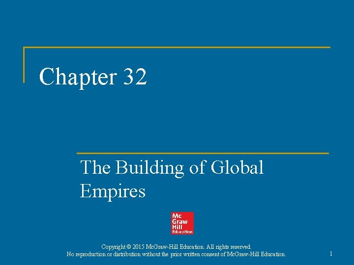 Chapter 32 The Building of Global Empires Copyright © 2015 Mc. Graw-Hill Education. All