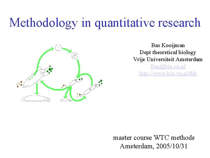 Methodology in quantitative research Bas Kooijman Dept theoretical biology Vrije Universiteit Amsterdam Bas@bio. vu.