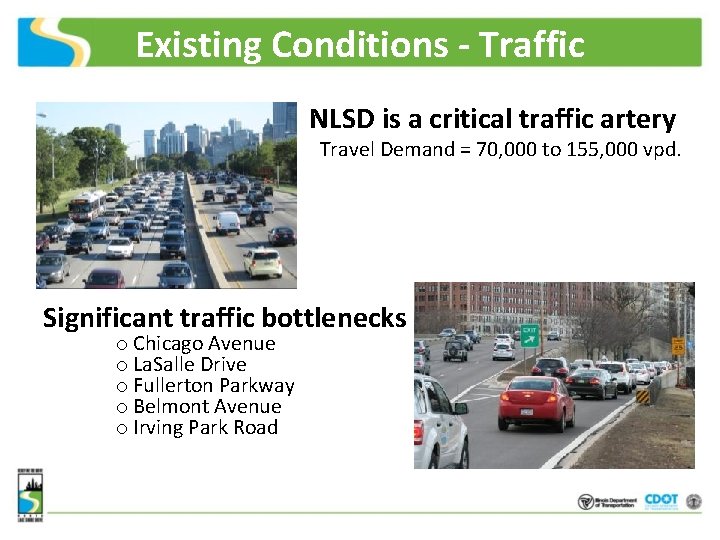 Existing Conditions - Traffic NLSD is a critical traffic artery Travel Demand = 70,