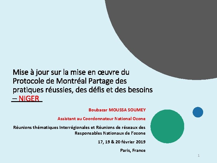 Mise à jour sur la mise en œuvre du Protocole de Montréal Partage des