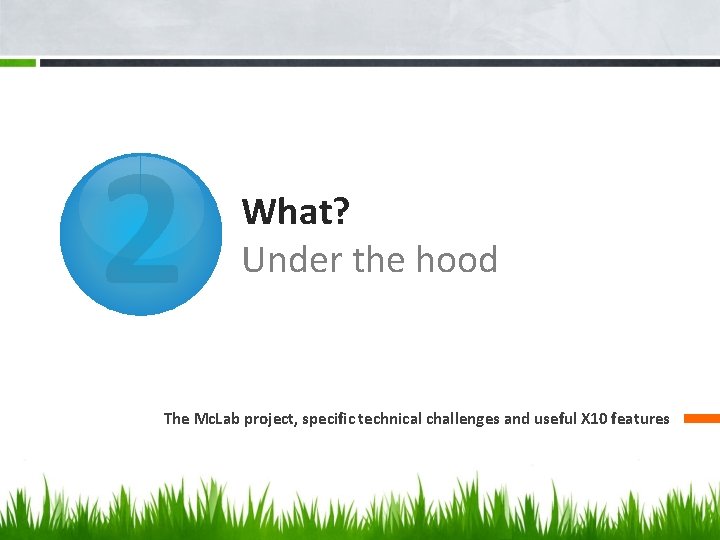 2 What? Under the hood The Mc. Lab project, specific technical challenges and useful