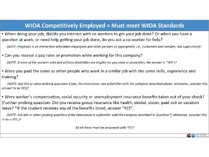 WIOA Competitively Employed Criteria 