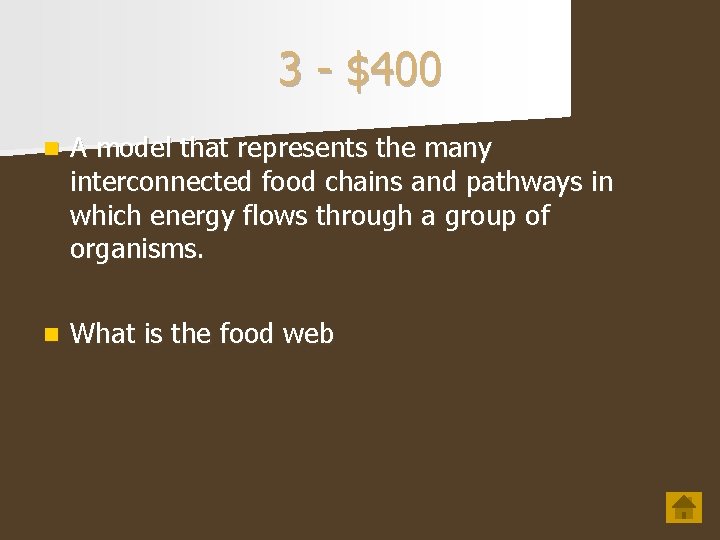 3 - $400 n A model that represents the many interconnected food chains and