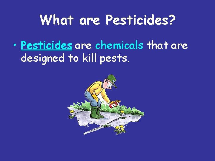 What are Pesticides? • Pesticides are chemicals that are designed to kill pests. 