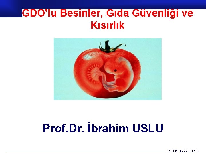 GDO’lu Besinler, Gıda Güvenliği ve Kısırlık Prof. Dr. İbrahim USLU 