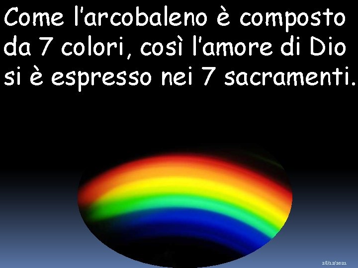 Come l’arcobaleno è composto da 7 colori, così l’amore di Dio si è espresso