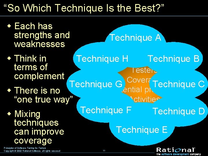 “So Which Technique Is the Best? ” w Each has strengths and weaknesses w