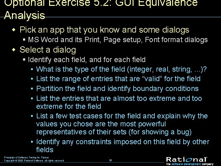 Optional Exercise 5. 2: GUI Equivalence Analysis w Pick an app that you know