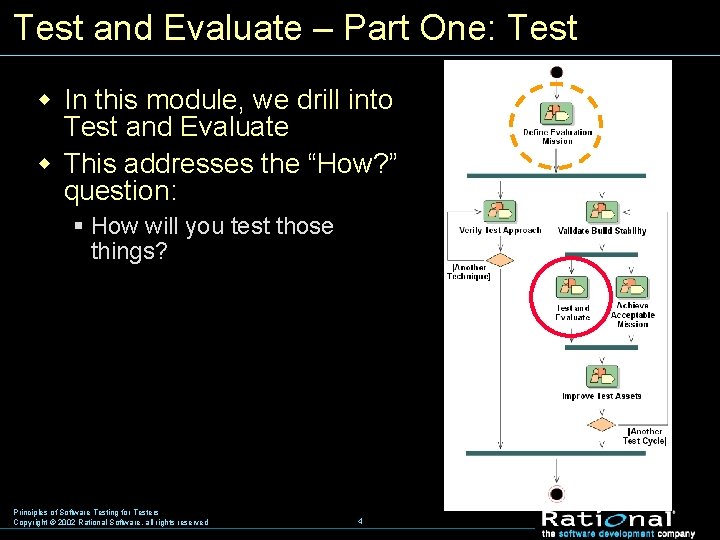 Test and Evaluate – Part One: Test w In this module, we drill into
