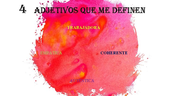 4 adjetivos que me definen TRABAJADORA EMPÁTICA COHERENTE AUTÉNTICA 