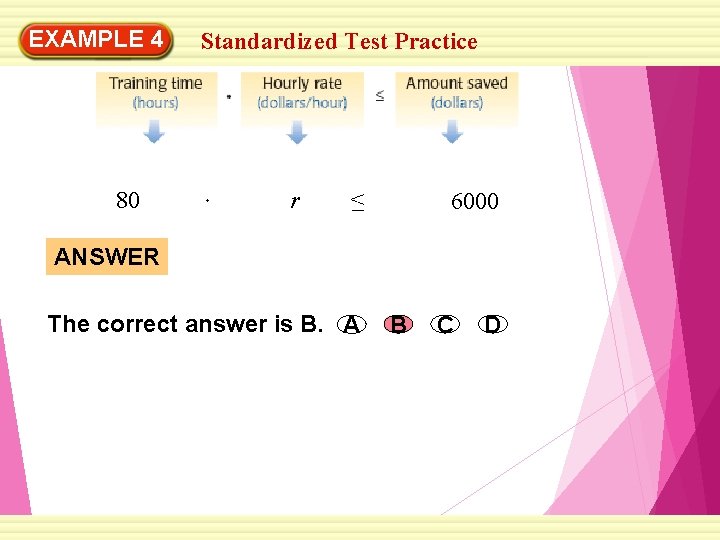 EXAMPLE 4 80 Standardized Test Practice r < – 6000 ANSWER The correct answer