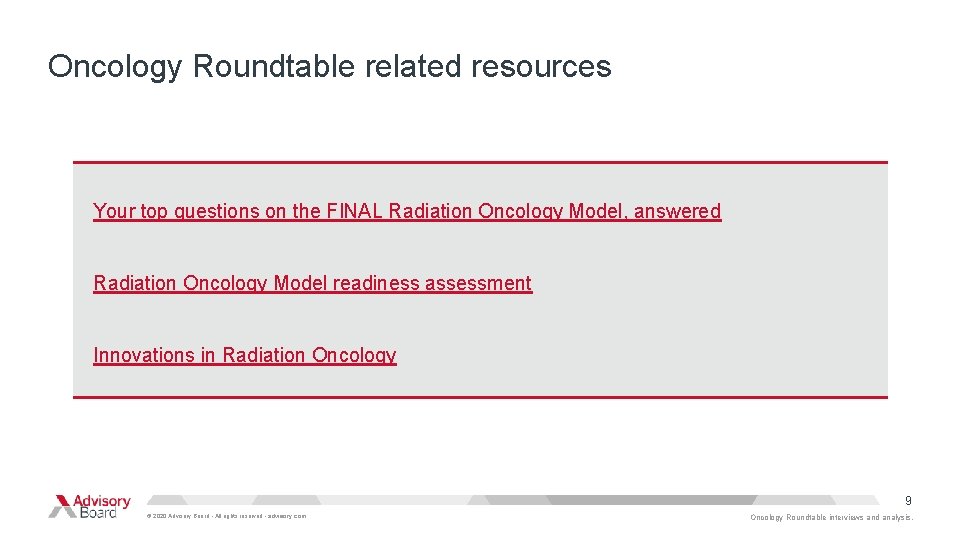 Oncology Roundtable related resources Your top questions on the FINAL Radiation Oncology Model, answered