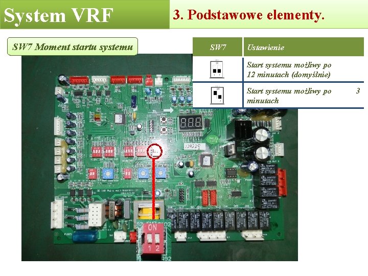 System VRF SW 7 Moment startu systemu 3. Podstawowe elementy. SW 7 Ustawienie Start System VRF SW 7 Moment startu systemu 3. Podstawowe elementy. SW 7 Ustawienie Start