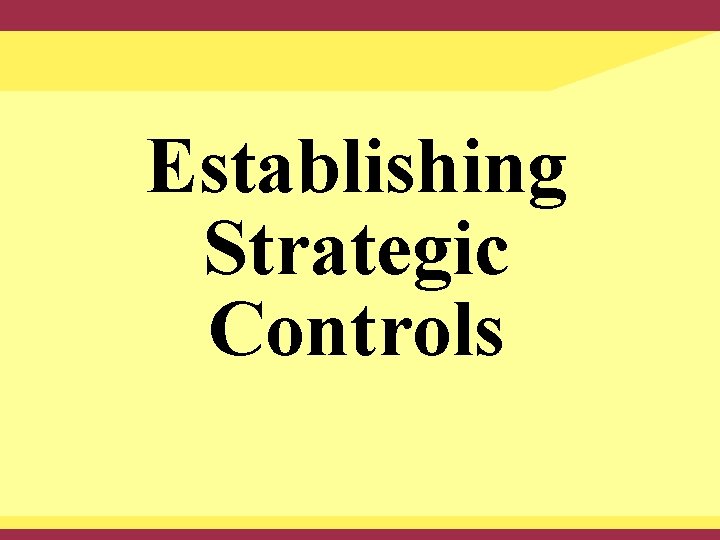 Establishing Strategic Controls 