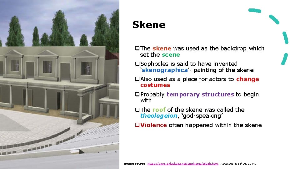 Skene q The skene was used as the backdrop which set the scene q